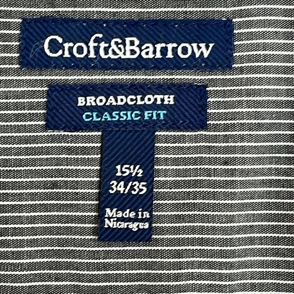 NWOT Croft & Barrow Broadcloth Classic Fit Point Collar Dress Shirt 15.5 34-35 - Picture 9 of 15